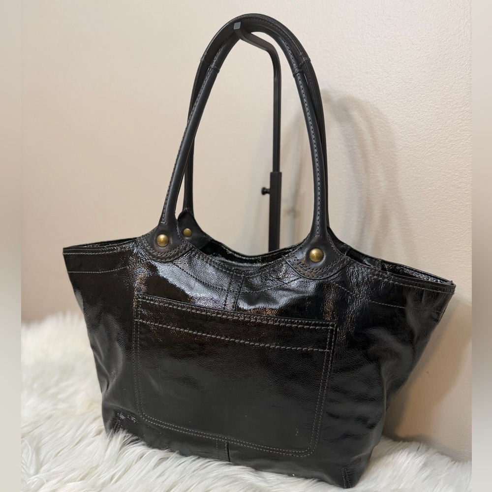 Coach #12362 Shiny Black Leather Tote - Picture 1 of 14